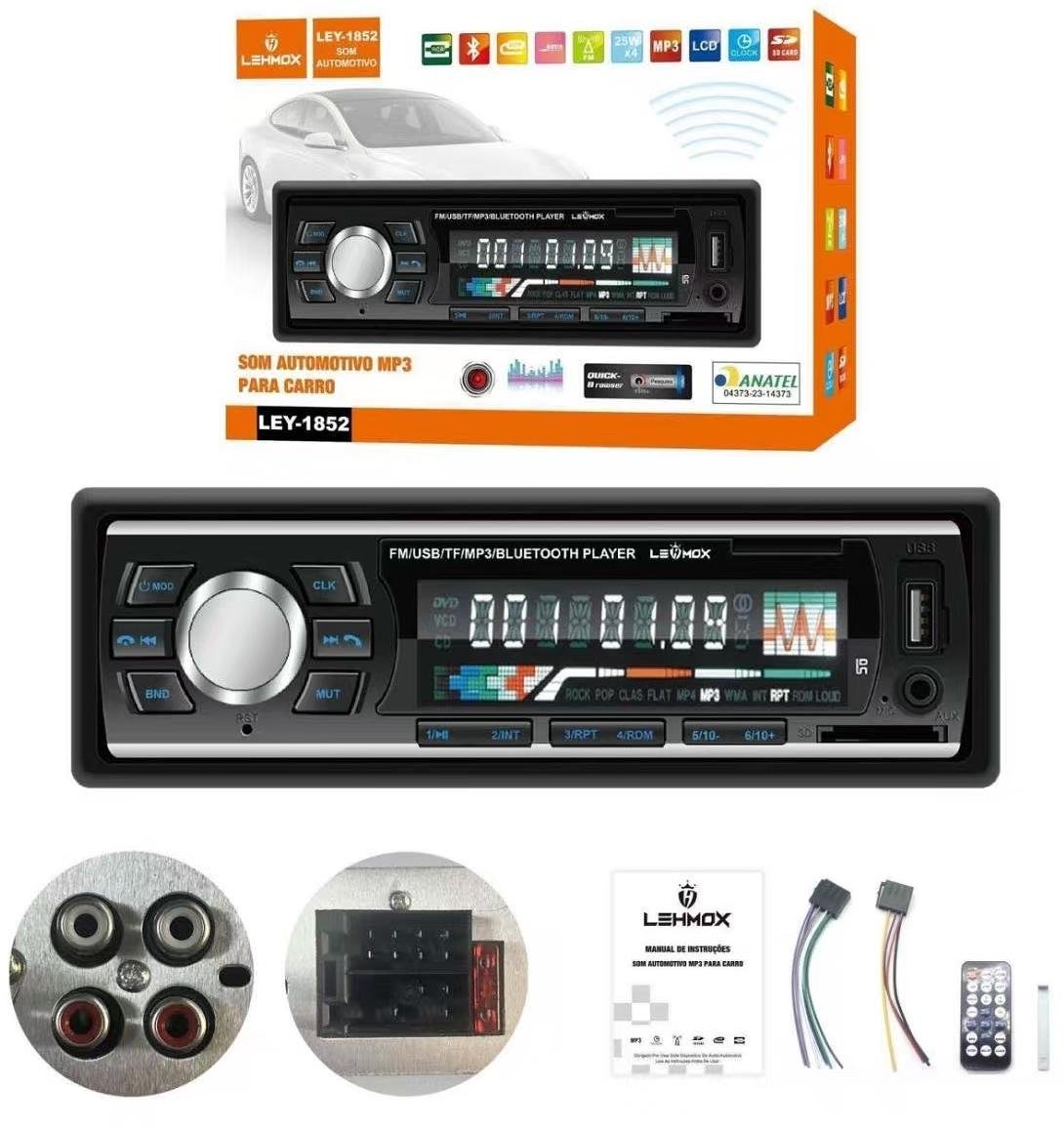 Rádio Automotivo Mp3 Bluetooth 2usb Lehmox