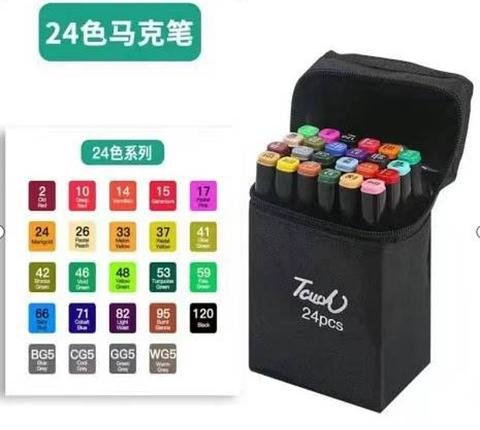 Caneta Colorida Ponta Dupla Conjunto Estojo Escolar Marcador 24pc